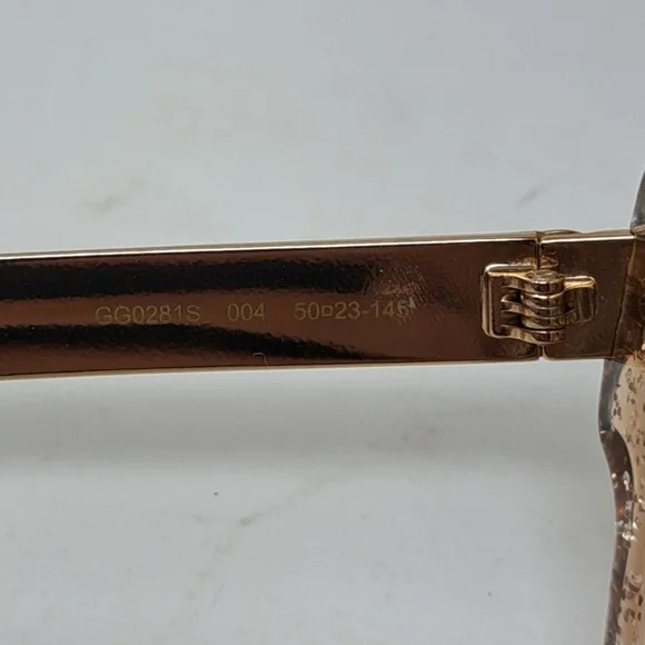 Gucci Women's Sunglasses Gold Glitter Web Stripe Square GG0281SA 004 50-23-146 - Picture 6 of 15